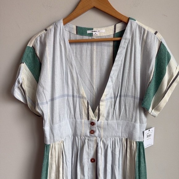 O'Neill Reid-Light Blue Multi Stripe Midi Dress Medium NEW - Picture 5 of 10